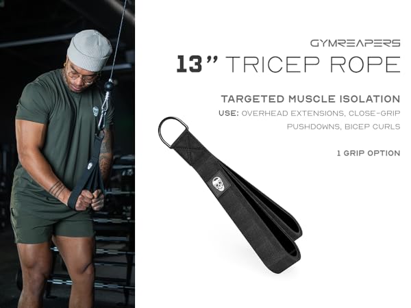 Gymreapers Multi-Grip Tricep Rope Gym Cable Attachment Pushdown Rope Cable Machine Attachment Rope
