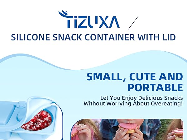 3 Pack Silicone Reusable Snack Containers with Lids, Double Compartment Snackle Box Containers