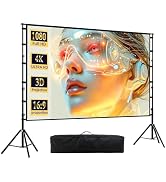 Projector Screen with Stand,Portable Heavy Duty Bracket Projector Screen 16:9 4K HD Rear Front Pr...