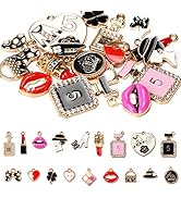 BigOtters 38PCS Assorted Mini Gold Plated Enamel Charm Set, 18PCS Women Makeup Fashion Charms Pen...