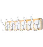 SKOLOO Coat Rack Wall Mount - Scandi-Style Wooden Carved-Block Coat Hook, Wall Coat Hanger with 6...
