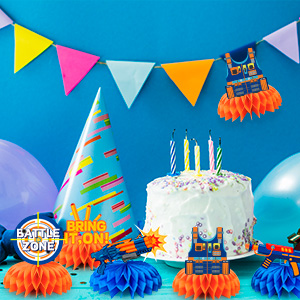 dart gun party paper honeycomb centerpieces