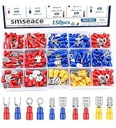 smseace 22-10AWG Wire Crimp Connectors 2.8mm/4.8mm/6.3mm Male and Female Connector kit Insulated ...