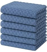 Homaxy 100% Cotton Terry Kitchen Towels(15" x 25", 6 Pack), Soft and Super Absorbent Dish Towels,...