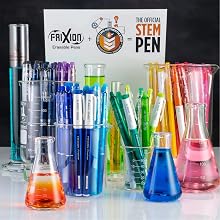 Photo shows FriXion pens in beakers
