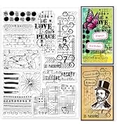 GLOBLELAND Grunge Textures Background Clear Stamps for Cards Making Numeric Text Lines Background...