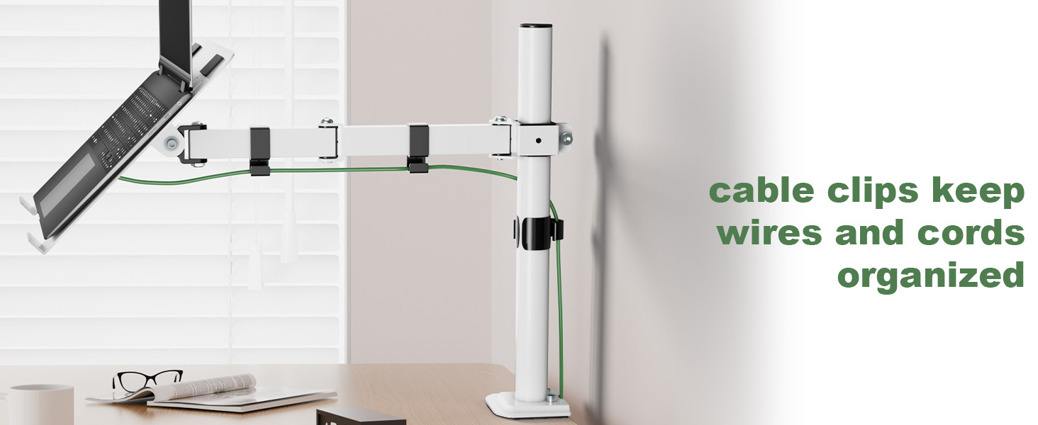 laptop arm mount for desk with cable management system