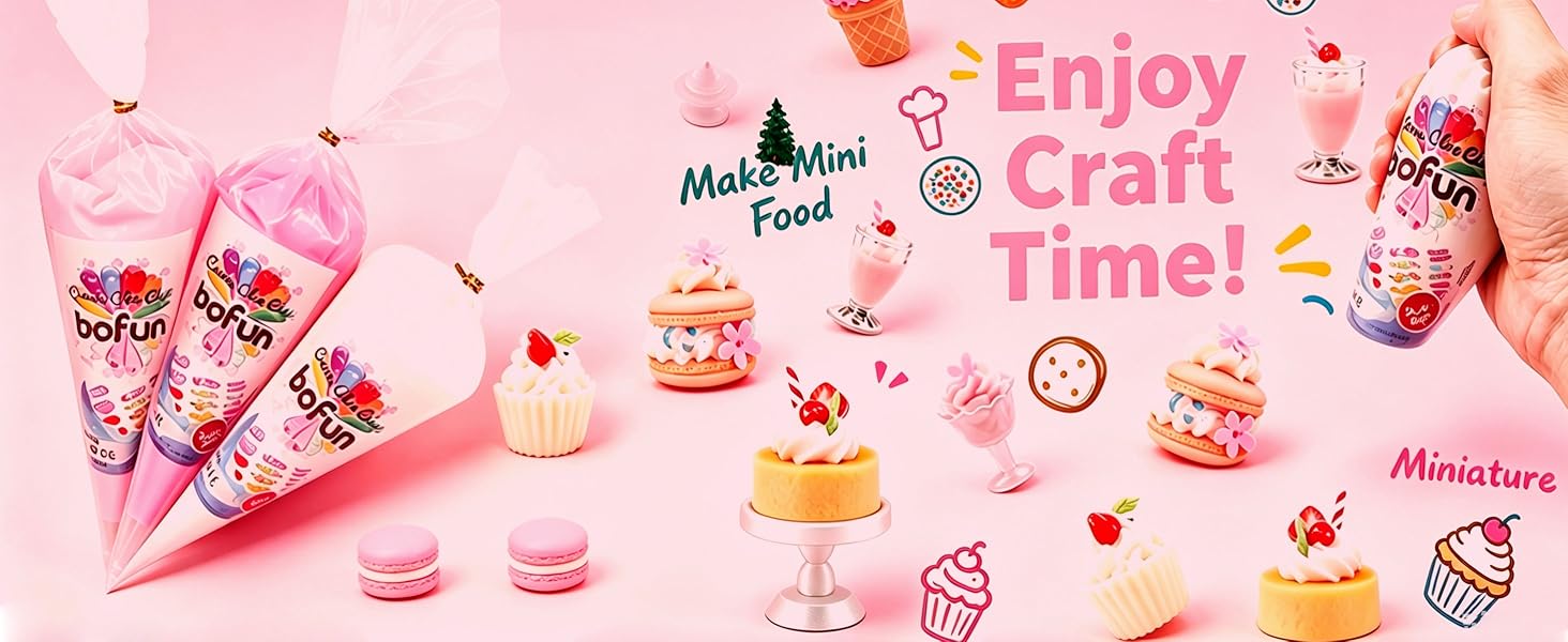 BoFUN Whipped Cream Glue Clay Set with Resin Charms