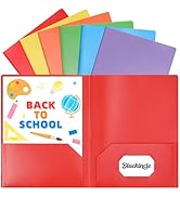 Folders with Pockets, 2 Pocket Plastic Folder with Pockets for School Colored File Folder for Doc...