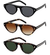 Colrea Retro Oval Sunglasses for Women Men Trendy Small Cat Eye Sun Glasses with UV400 Protection...