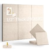 AkuDecor 1/2" Thick Cork Board for Office, 6 Pack Felt Wall Tiles -28"x18" with Safe Adhesive Tab...