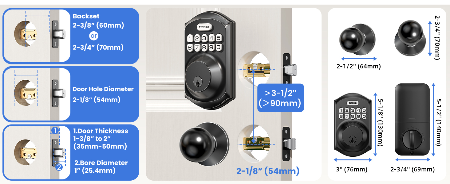 Notice: Door lock size parameters