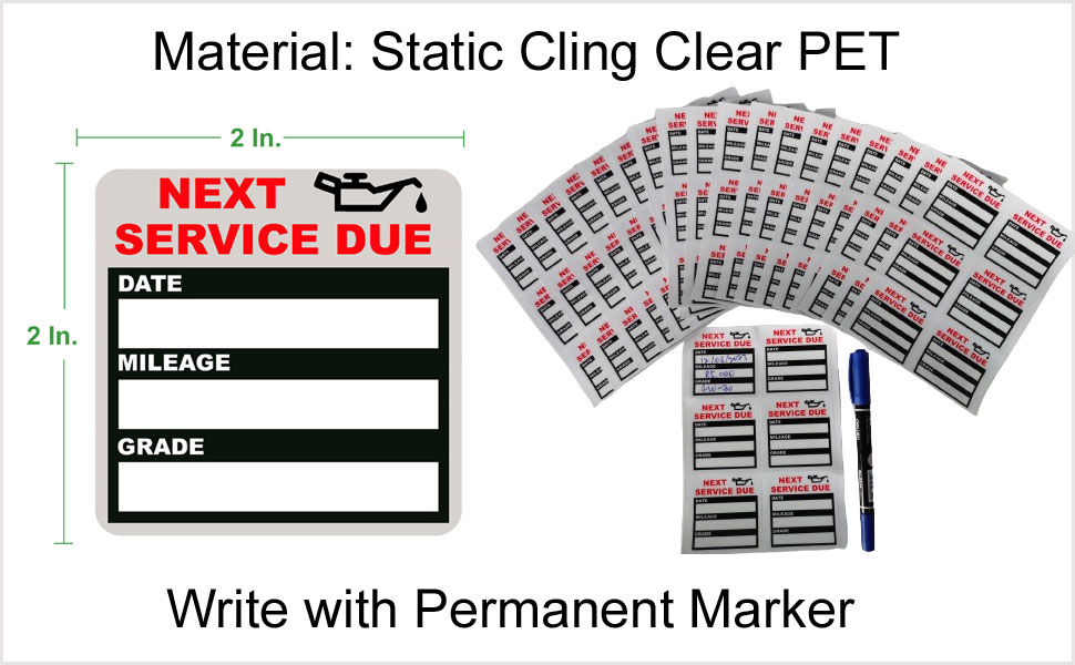 oil change stickers static cling