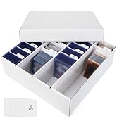 Trading Card Storage Box, 4 Row 3200 Count Collector Cards Box with Divider, White Corrugated Car...
