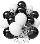 Black and White Balloons, 50pcs 12 inch Black and White Confetti Balloons for Graduation Theme Pa...