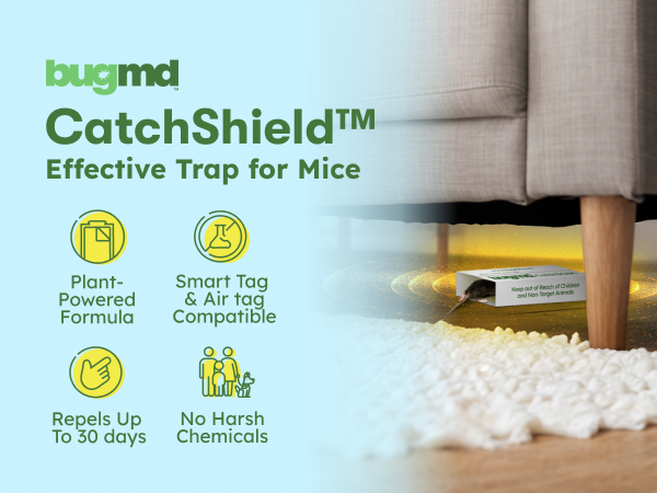 CatchShield mouse trap BugMD CatchShield mouse trap with smart tag compatibility natural repellent