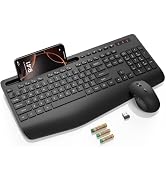 SABLUTE Wireless Keyboard and Mouse Combo - Full Size Ergonomic Wrist Rest, Silent Typing, Phone ...