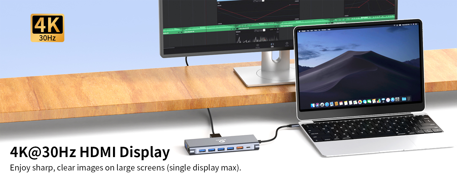 WWLSV 14-IN-1 USB C Docking Station Dual Monitor 4K@30Hz Display PD 100W