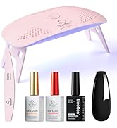 Beetles 10ML HEMA-Free Black Gel Nail Polish Kit with U V Light, 5 Pcs Black Gel Polish Set DIY H...