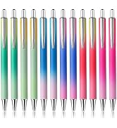 Yuimion 12Pcs Ballpoint Pen Retractable Pens with Metal Clip Gradient Color Comfortable Writing P...