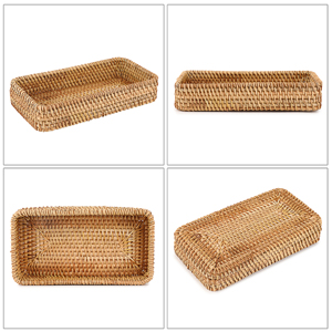 Natural rattan serving tray