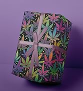 RiukRaiu Funny Wrapping Paper for Kids – Colorful Magic Mushrooms Rainbow Plant Neon Galaxy Fanta...