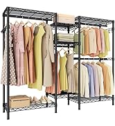 Heavy Duty Garment Rack Large Clothes Rack,Freestanding Closet Portable Clothing Rack with 7 Adju...