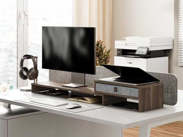Computer Monitor Riser Stand with Drawer for 2 or 3 Monitors ,Adjustable Length and Angle