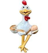 CYjorkbgg Funny Chicken Decor Sculpture - Sitting Cartoon Chicken Statues for Garden Backyard Res...
