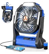 Portable Fan Rechargeable, 20000mAh Cordless Battery Powered Camping Tent Fans with SOS & LED Lan...