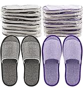 Frcctre 16 Pairs Disposable Slippers, Cotton Linen Open Toe Spa Slippers for Women and Men, Breat...