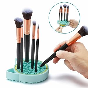 makeup brush mat handle cleaning pad cosmetic silicone drying rack organizer holder organizers
