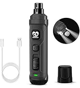 Casfuy Dog Nail Grinder with 2 LED Light - New Version 2-Speed Powerful Electric Pet Nail Trimmer...