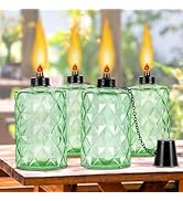 Glass Table Top Torch, Outdoor Torch Canisters 12 oz,Refill Canister with Wicks and Covers, Patio...