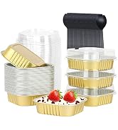 7.5oz Square Cupcake Pan With Lids 40 Pack,LNYZQUS Aluminum Foil Muffin Pan Cupcake Cups,Disposab...