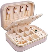 Zotemo Travel Jewelry Box, Plush Velvet Jewelry Organizer Case for Women and Girls, Portable Trav...