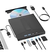 Taopjwr 7 in 1 External Blu Ray Drive, Support 100G Disc Read&Write External Blueray/DVD Drive fo...