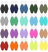 LOTMER 40 PCS Hotel Keychain Blank with Key Rings, 20 Colors Plastic Rhombus Motel Keychain for D...