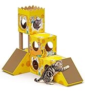 PalNests DIY Cardboard Cat House, Multi-Level Cat Tree Tower with Scratching Posts, Scratching Pa...