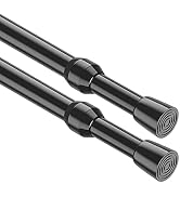 MEXAU 2Pack Tension Curtain Rod 26-39 inch Spring Tension Rod Black Curtain Rod Adjustable Spring...