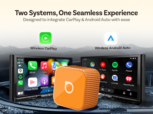 2-in-1 Car Adapter, Wireless Car Play for iPhone and Android Phones