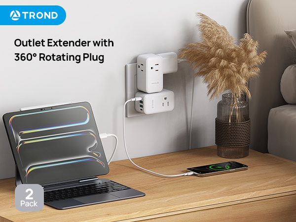 Outlet extender with 360 rotating plug