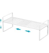 iPEGTOP Large Expandable Cabinet Storage Shelf, Heavy Duty Stackable Steel Metal Spice Rack Adjus...