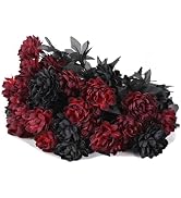 starcorss line Black Artificial Flowers Dahlia Bouquet - Lifelike Faux Gothic Floral Arrangement ...