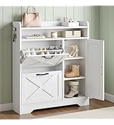 HOOBRO Shoe Cabinet Storage for Entryway, Shoe Organizer Cabinet, Wooden Shoe Organizer with 2 Fl...