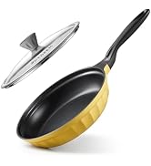 BUYDEEM Cast Aluminum Non Stick Frying Pan 10.2 Inch, Rapid Even Heating Skillet with Glass Lid, ...