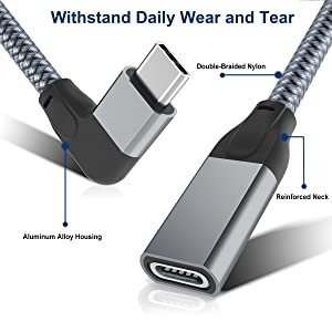 Right-angled USB Type-C Extension Cable
