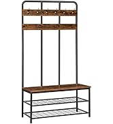 HOOBRO Hall Tree with Bench, Entryway Bench with Coat Rack, Mud Room Bench with 12 Double Hooks a...