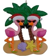 MAXORA Personalized Flamingo Couple Christmas Ornament - First Christmas Married Ornament - Mr an...