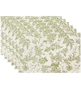 QiyI Boho Placemats Set of 6, 12x18 Inch Linen Fabric Floral Place Mats for Kitchen Dinning, Farm...